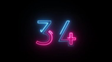 Neon numarası 34, alfa kanalı, neon sayılar, 34 numara.