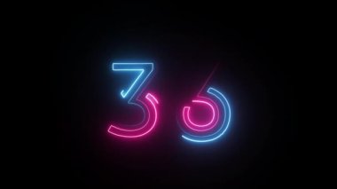 Neon numarası 36, alfa kanalı, neon sayılar, 36 numara.