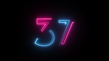 Neon numarası 37, alfa kanalı, neon sayılar, 37 numara.