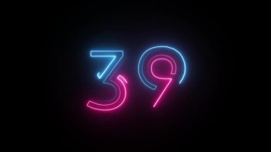 Neon numarası 39, alfa kanalı, neon sayılar, 39 numara.