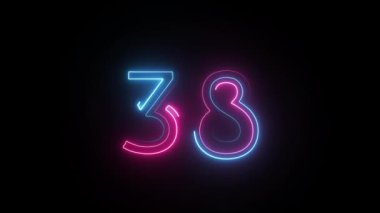 Neon numarası 38, alfa kanalı, neon sayılar, 38 numara.