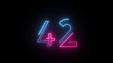 Neon numarası 42, alfa kanalı, neon sayılar, 42 numara.