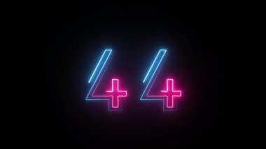Neon numarası 44, alfa kanalı, neon sayılar, 44 numara.
