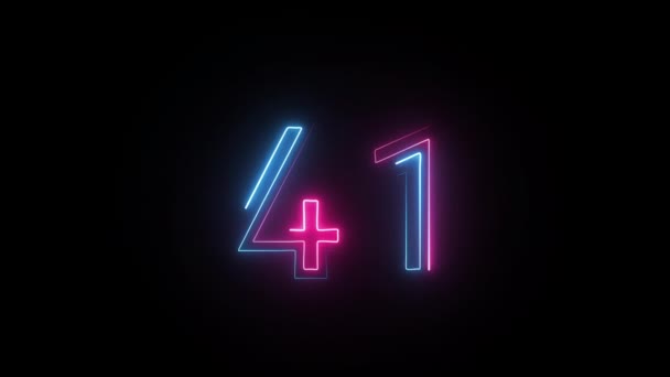 Neon Numero Con Canale Alfa Numeri Neon Numero Quarantuno — Video Stock