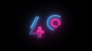 Neon numarası 49, alfa kanalı, neon sayılar, 49 numara.
