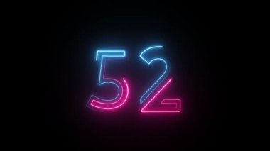 Neon numarası 52, alfa kanalı, neon sayılar, 52 numara.