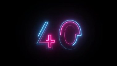 Neon numarası 40, alfa kanalı, neon parmaklı, 40 numara.