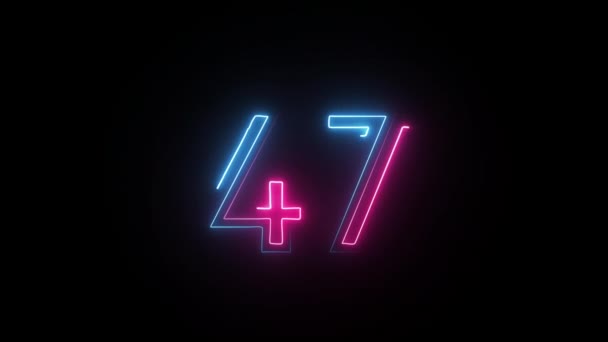 Neon Nummer Med Alfakanal Neonnummer Nummer Fyrtiosju — Stockvideo