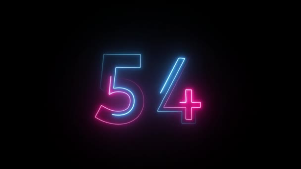 Neon Nummer Med Alfakanal Neonnummer Nummer Femtiofyra — Stockvideo