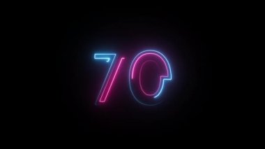 Neon numarası 70, alfa kanalı, neon sayılar, 70 numara.