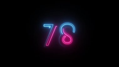 Neon numarası 78, alfa kanalı, neon sayılar, 78 numara.