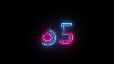 Neon numarası 65, alfa kanalı, neon parmaklı, 65 numara.
