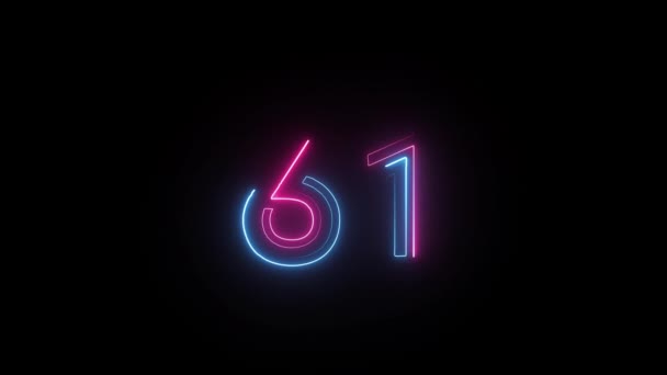 Neon Nummer Med Alfakanal Neonnummer Nummer Sextioett — Stockvideo