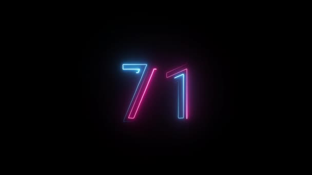 Numărul Neon Canal Alfa Numere Neon Numărul Șaptezeci Unu — Videoclip de stoc