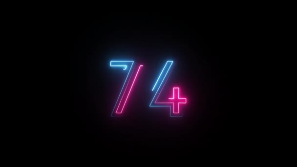 Neon Number Alpha Channel Neon Numbers Number Seventy Four — Stock Video