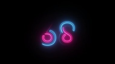 Neon numarası 68, alfa kanalı, neon parmaklı, 68 numara.