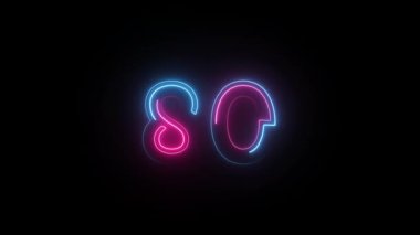 Neon numarası 80, alfa kanalı, neon parmaklı, numara 80.