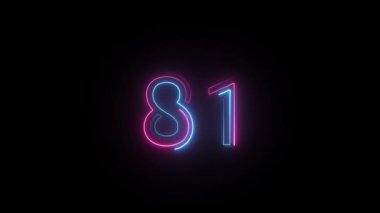 Neon numarası 81, alfa kanalı, neon sayılar, seksen bir numara.