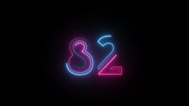 Neon numarası 82, alfa kanalı, neon sayılar, 82 numara.