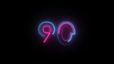 Neon numarası 90, alfa kanalı, neon sayılar, 90 numara.