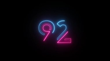 Neon numarası 92, alfa kanalı, neon sayılar, 92 numara.