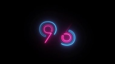 Neon numarası 96, alfa kanalı, neon sayılar, 96 numara.
