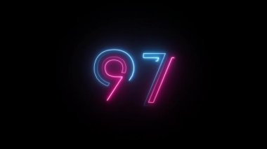 Neon numarası 97, alfa kanalı, neon sayılar, 97 numara.