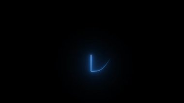 Neon harfi L, alfa kanalı, neon alfabesi ve harfleri var.