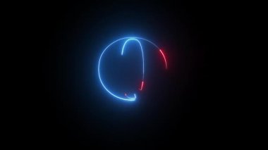 Alfa kanalı, neon alfabesi ve harfleri olan neon harfli Q harfi.