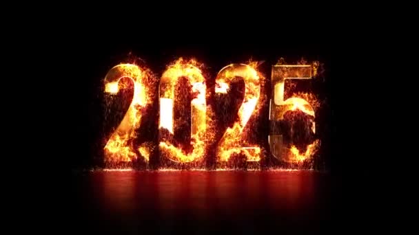 Glückwunsch Zum Neuen Jahr 2025 Feuriges Datum Neues Jahr 2025 — Stockvideo