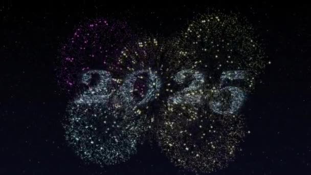 Συγχαρητήρια Για Νέο Έτος 2025 Πυροτεχνήματα Νέο Έτος 2025 — Αρχείο Βίντεο
