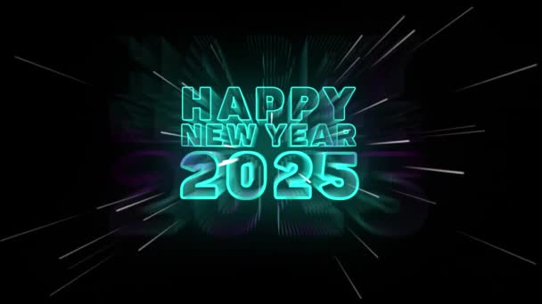 Glückwunsch Zum Neuen Jahr 2025 Neon New Year 2025 — Stockvideo