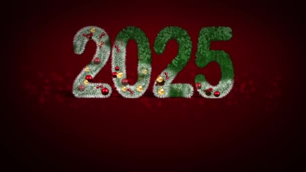 Glückwünsche Zum Neuen Jahr 2025 Zahlen Neujahrsstil Roter Hintergrund Neujahr — Stockvideo