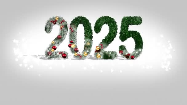 Gratulacje Okazji Nowego Roku 2025 Numery Stylu Noworocznym Białe Tło — Wideo stockowe