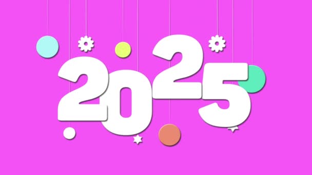 Συγχαρητήρια Για Νέο Έτος 2025 Ροζ Φόντο Νέο Έτος 2025 — Αρχείο Βίντεο