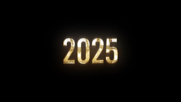 Złote Gratulacje Szczęśliwego Nowego Roku 2025 Złote Numery Kanał Alfa — Wideo stockowe
