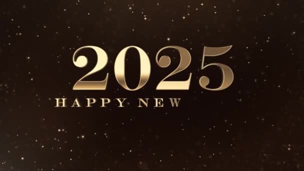 Goldene Glückwünsche Frohes Neues Jahr 2025 Goldene Zahlen Goldene Teilchen — Stockvideo