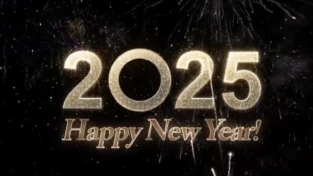 Bonne Année 2025 Feux Artifice Avec Félicitations — Video