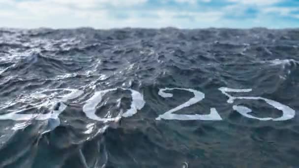 Новый 2025 Год Чистой Океанской Воде Праздник — стоковое видео
