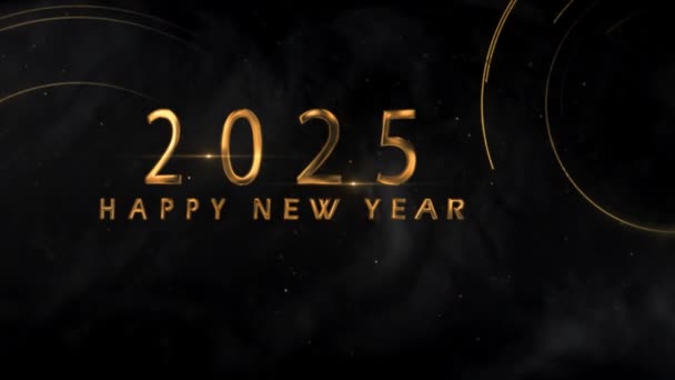 Neujahr 2025 Gratulation Zum Neuen Jahr 2025 Grafik Schwarzer Hintergrund — Stockvideo