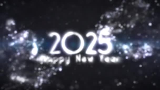 Glückwunsch Zum Jahr 2025 Silberteilchen Neujahr Feiertag — Stockvideo