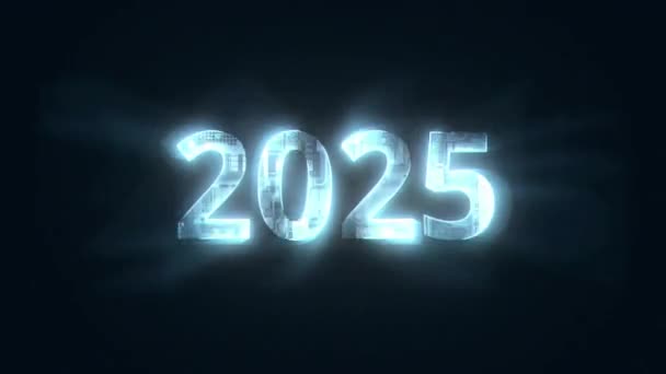 Святковий Щасливий Новий Рік 2025 Неоновому Електростилі Новий Рік 2025 — стокове відео