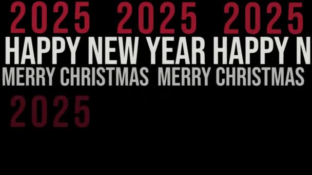 Frohes Neues Jahr 2025 Weihnachten Neues 2025 Typografie Banner Alphakanal — Stockvideo