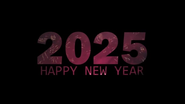 Feliz Año Nuevo 2025 Saludo Con Fuegos Artificiales Nuevo 2025 — Vídeo de stock