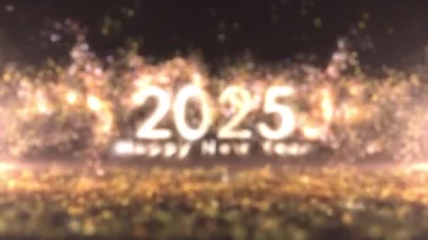 Поздравление Новым 2025 Годом Золотыми Конфетти Частицами Праздник Новый 2025 — стоковое видео