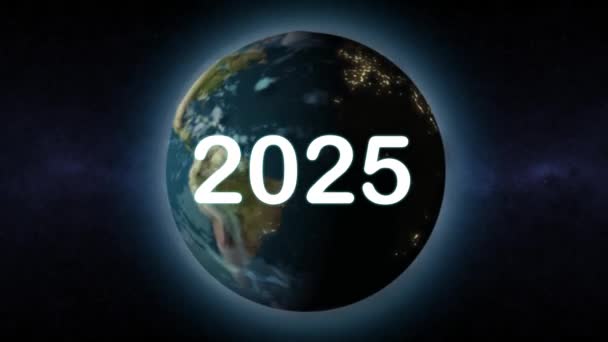 Feliz Año Nuevo Saludo Nuevo 2025 Planeta Tierra — Vídeos de Stock