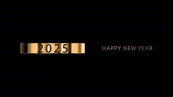 Happy New Year 2025 Golden Letters Alpha Channel Typography New — Stock Video