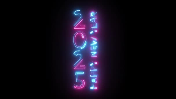 Neon Banner Felice Anno Nuovo 2025 Con Canale Alfa Neon — Video Stock