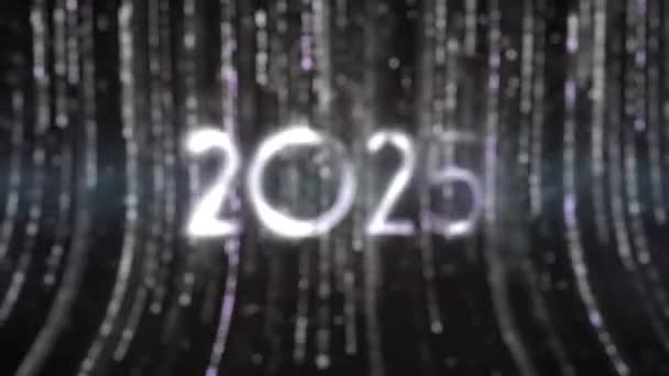 Καλή Χρονιά 2025 Όμορφο Ασημί Φόντο Σωματίδια — Αρχείο Βίντεο