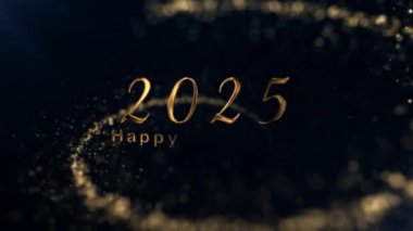 Yeni yıl, yeni yıl 2025 kutlamaları, afişler, siyah arkaplanda altın parçacıklar